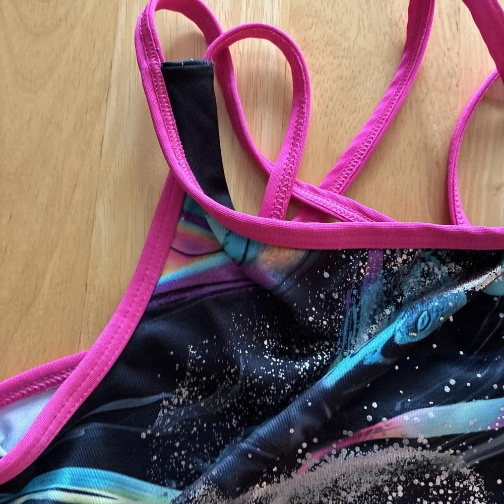 Justice Dance Leotard Size 12/14 Large Cosmic Swirl
